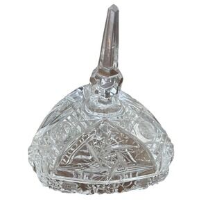 Vintage Anna Hutte Footed Lead Crystal Compote Candy Dish W/ Steeple Top 70s
